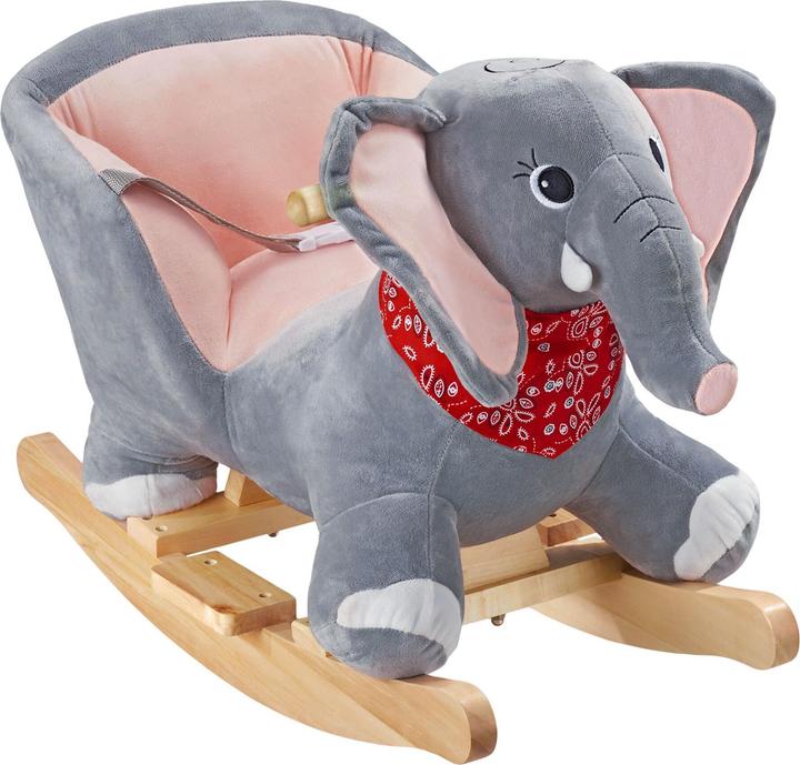 tectake Éléphant à bascule, avec housse en peluche, à partir de 12 mois