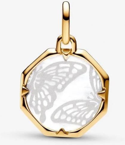 Immagine prodotto Pandora ME Ciondolo a medaglione con farfalla colorata in madreperla (Metallo, Dorato)