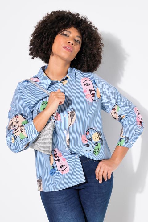 Produktbild Angel of Style Bluse, Loose Fit, Streifen/Gesichter (48)
