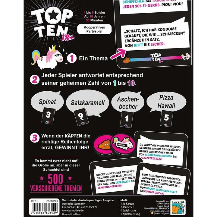 Immagine prodotto Asmodée Top Ten (Tedesco, 8 - 9 Giocatori)