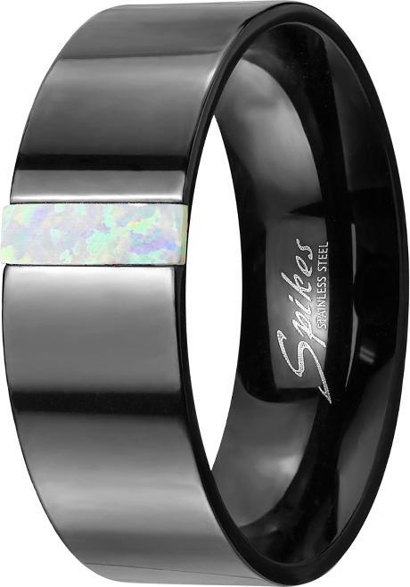 Produktbild Star Piercing Ring schwarz mit Opal streifen (60, Stahl)