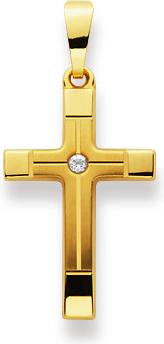 Image du produit Natsumi Schmuck Pendentif croix en or jaune 18K/750 mat/poli avec zirconia (750/18 K Or jaune)