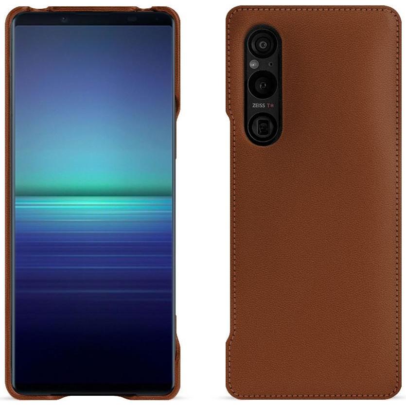Noreve Lederschutzhülle (Sony Xperia 1 V), Smartphone Hülle, Braun