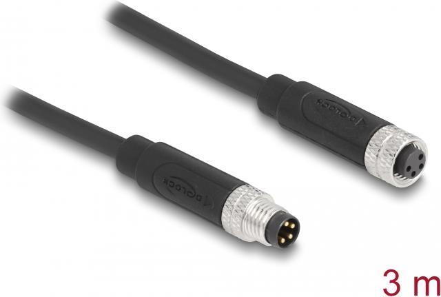 Actual product image Delock M8 4 pin cable St to Bu A-coded 3m (STP, 3 m)