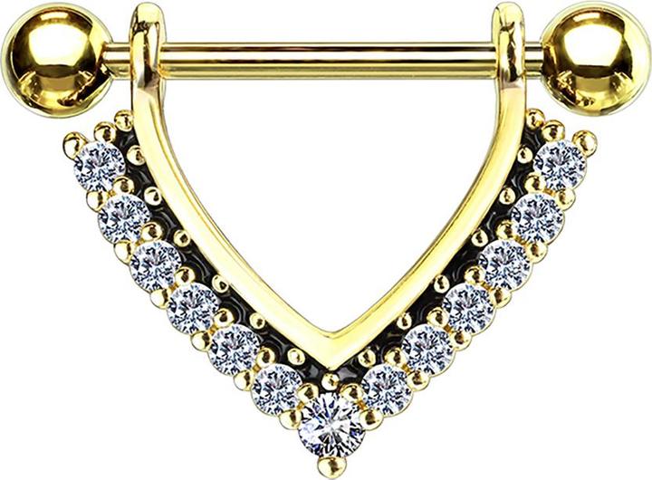Immagine prodotto Star Piercing Barbell 14k vergoldet Hänger mit Kristallen silber (Ottone, Acciaio chirurgico 316L)