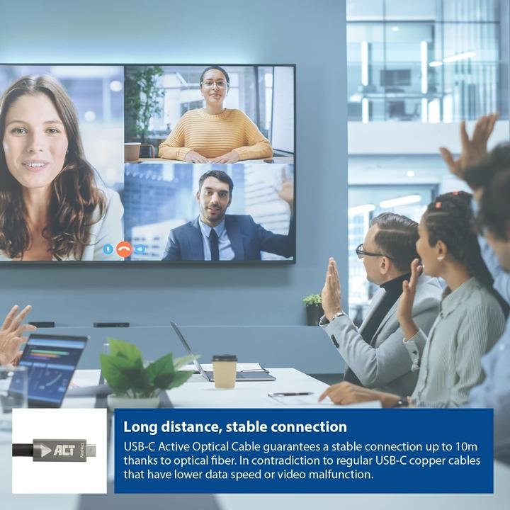 Produktbild ACT USB-C 3.2 Gen2 Active Optical Cable (AOC) connection cable, 7.5m (7.50 m, USB 3.2 Gen 2, 60 W)