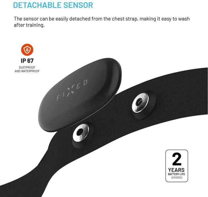 Actual product image Fixed Chest strap hearth-rate monitor Pulse Dual, HR+HRV measure, black