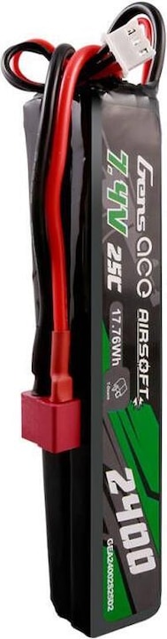Image du produit Gens Ace 25C 2400mAh 2S2P 7.4V Saddle Airsoft Gun Lipo Battery with Mini Deans(T) Plug (7.40 V, 2400 mAh)