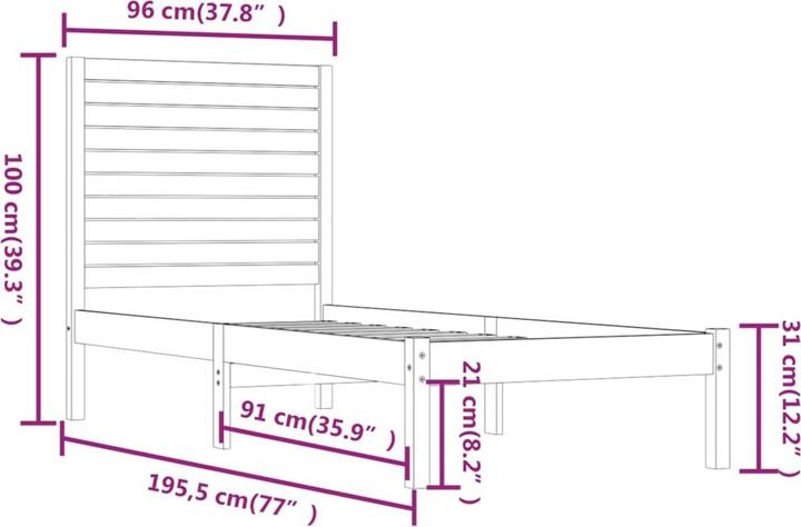 Produktbild vidaXL Bettrahmen (90 x 190 cm)