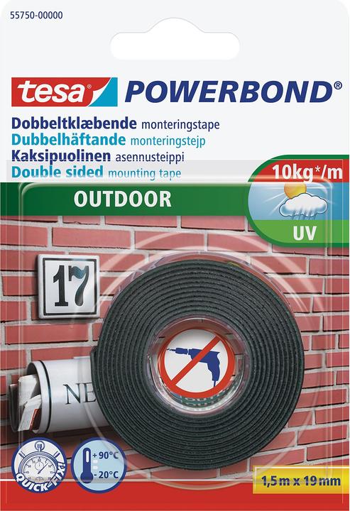 Image du produit tesa Bande de montage Powerbond Outdoor 1,5m x 19mm (19 mm)