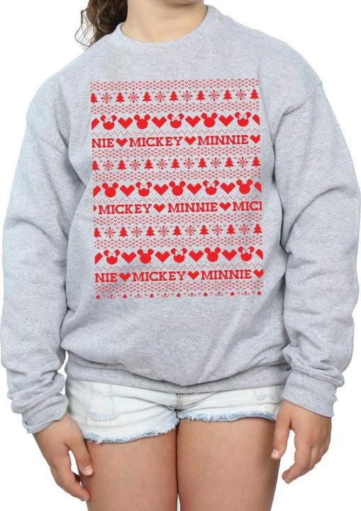 Actual product image Disney Girls Mickey And Minnie Christmas Fair Isle Sweatshirt (152, 158)