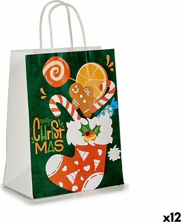 Actual product image Krist+ Papiertaschen Weihnachtsstrumpf grün (12 Stück) (Gift bag, 12 x)