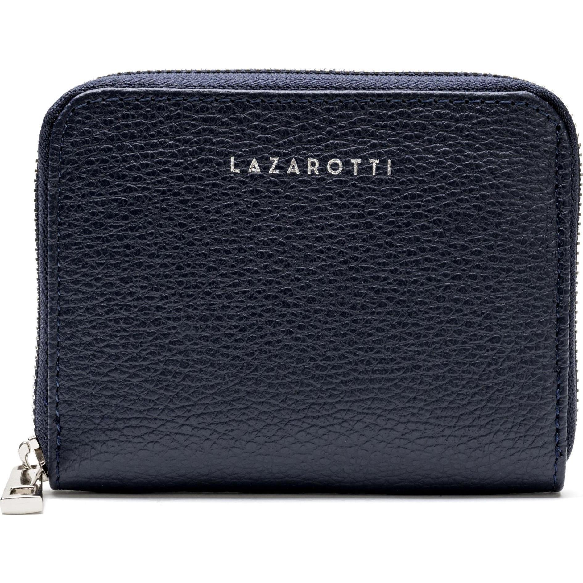 Lazarotti, Damen, Portemonnaie, Milano Leather Geldbörse Leder 13,5 cm, Blau