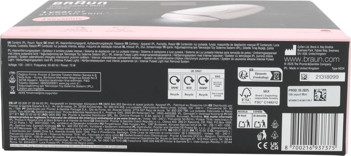 Actual product image Braun Depilator IPL Hair Removal PL1111 Pink PL1111PINK (8700216937375)
