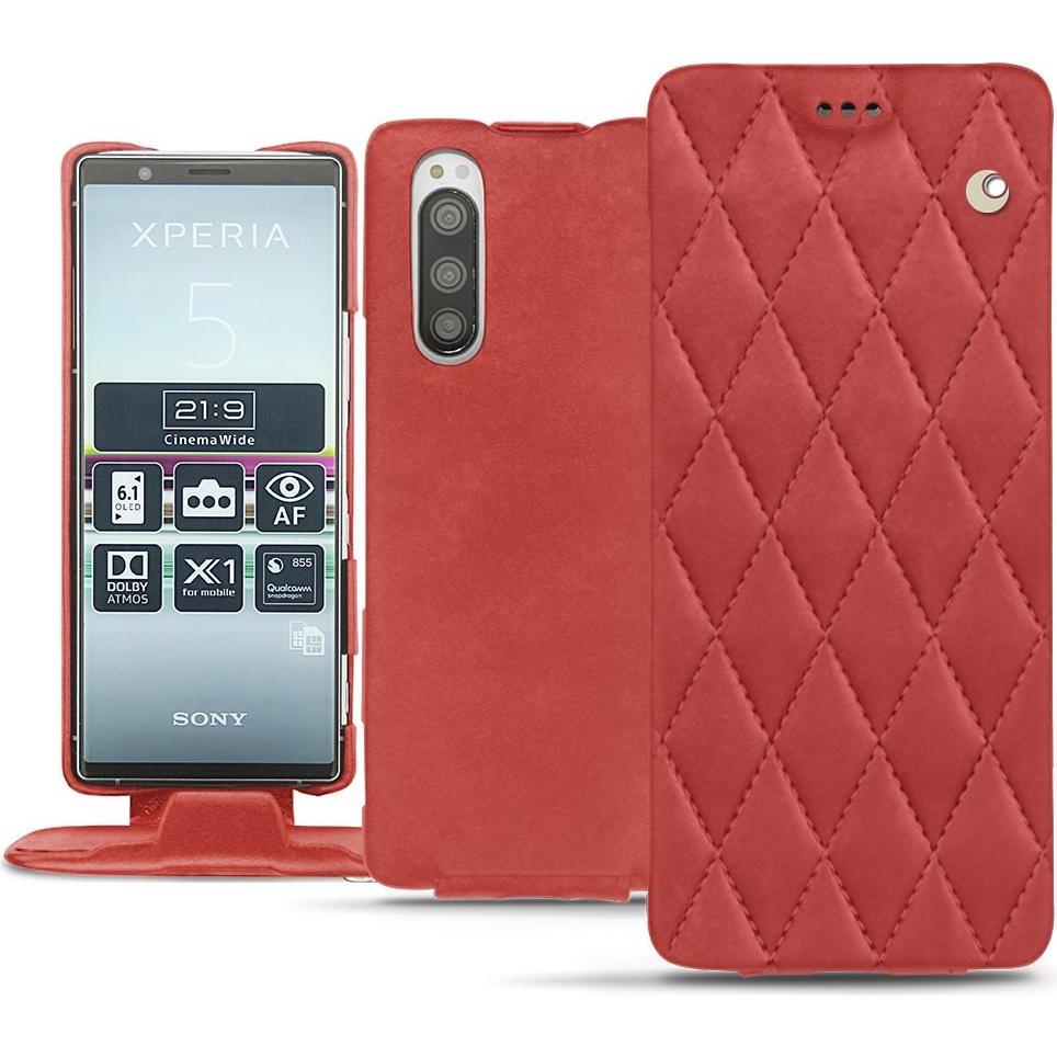 Noreve Lederschutzhülle vertikal (Sony Xperia 5), Smartphone Hülle, Rot