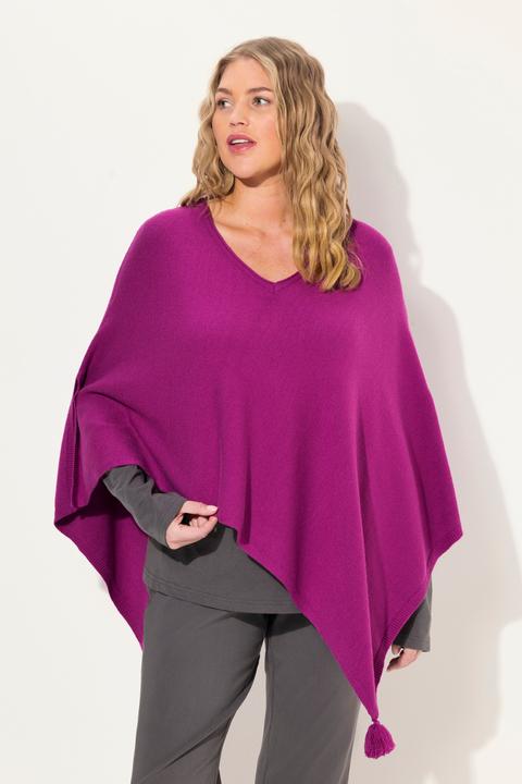 Actual product image Ulla Popken Knit Pointed Hem Poncho (58, 60, 62)