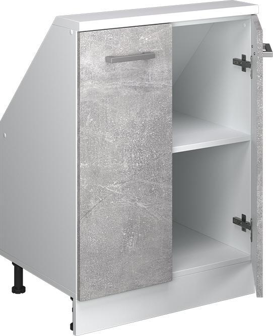 Produktbild Vichy Dachschrägenschrank Rion, Beton/Weiss/Weiss, mit 2 Türen (46 x 46 x 81.60 cm)