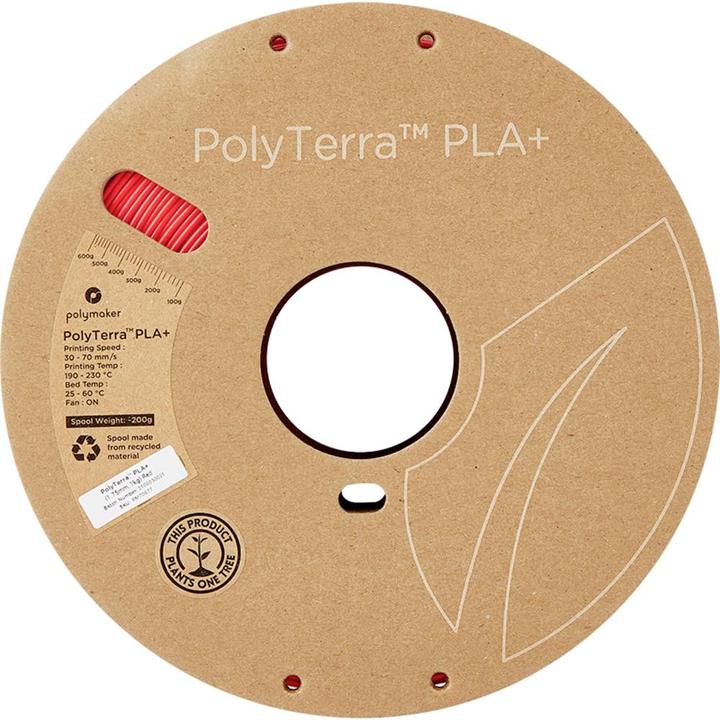 Actual product image Polymaker PolyTerra PLA+ Red 1.75mm 1kg (PLA+, 1.75 mm, 1000 g, Red)