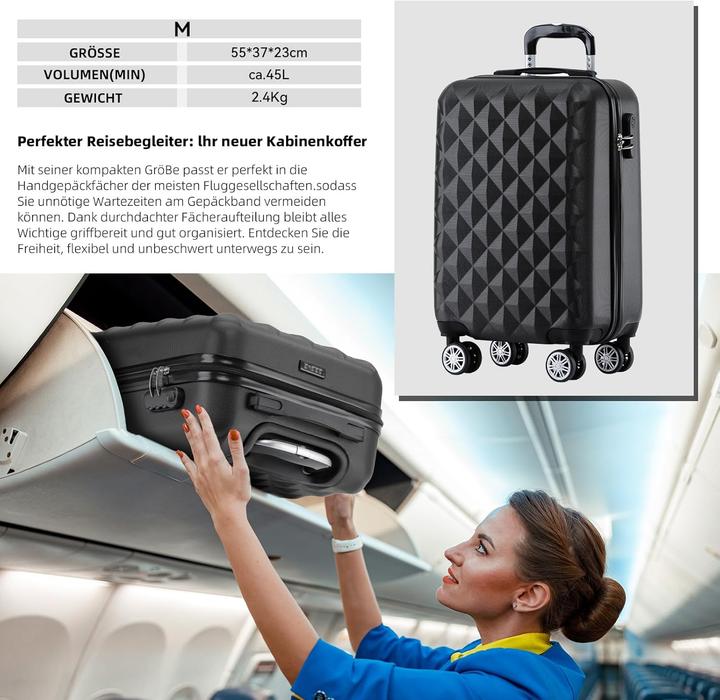 Actual product image Beibye Zwillingsrollen Hartschalen-Trolley M