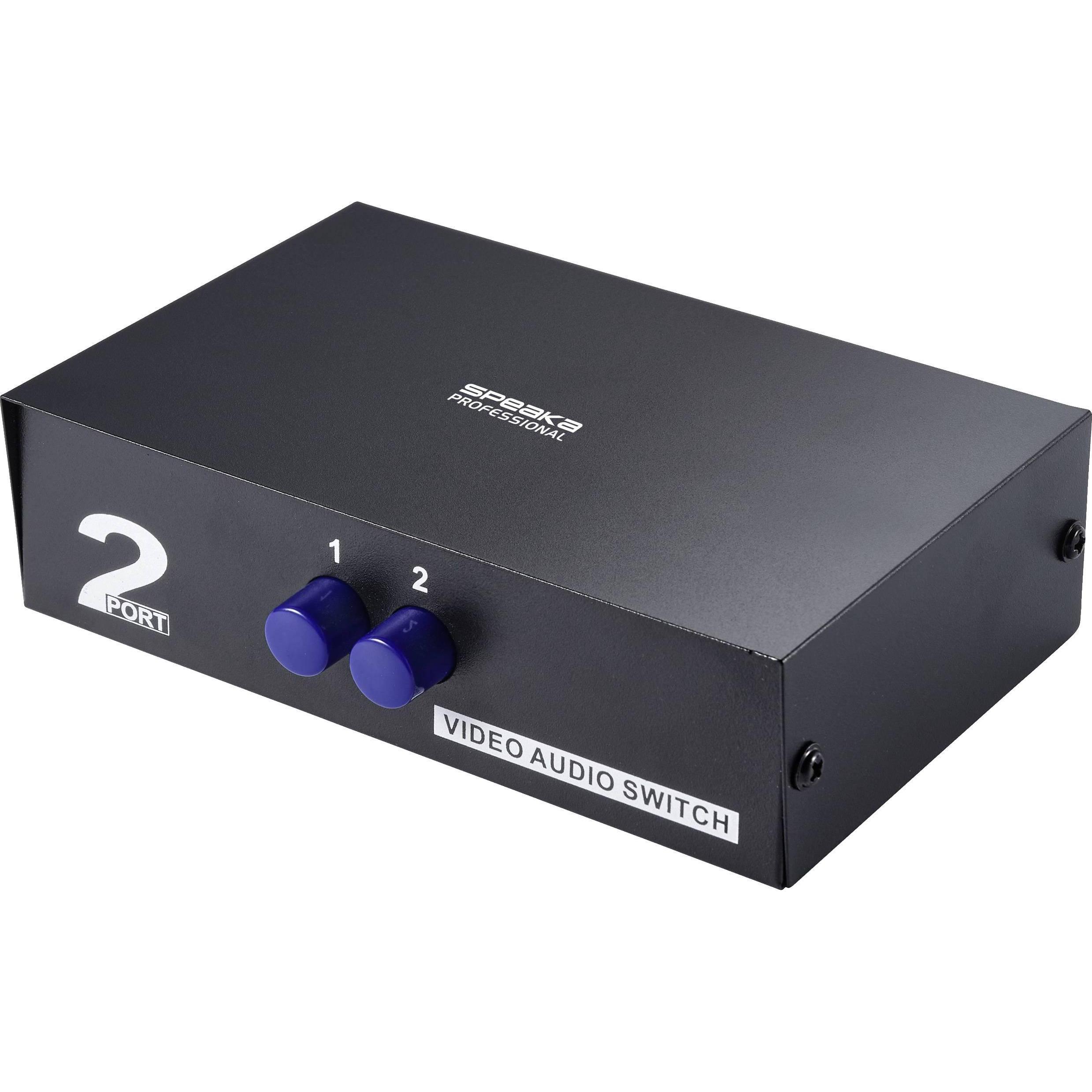 SpeaKa Professional SP-11175216 Switch composito a 2 porte con porte audio, Switch box