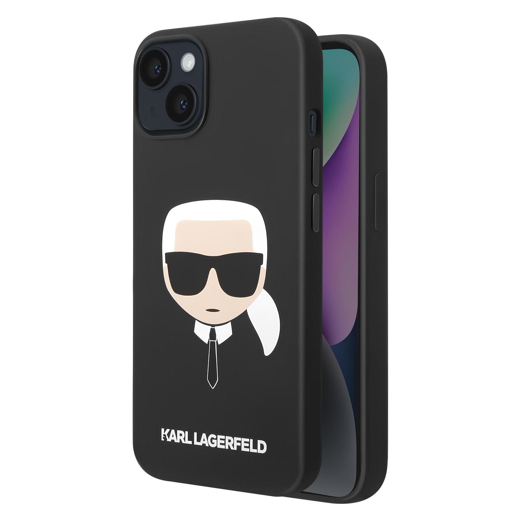 Karl Lagerfeld KLHCP14MSLKHBK IPhone 14 Plus 6.7 "hardcase Black / Black Silicone Karl's Head (Apple IPhone 14 Plus), Smartphone Hülle, Schwarz