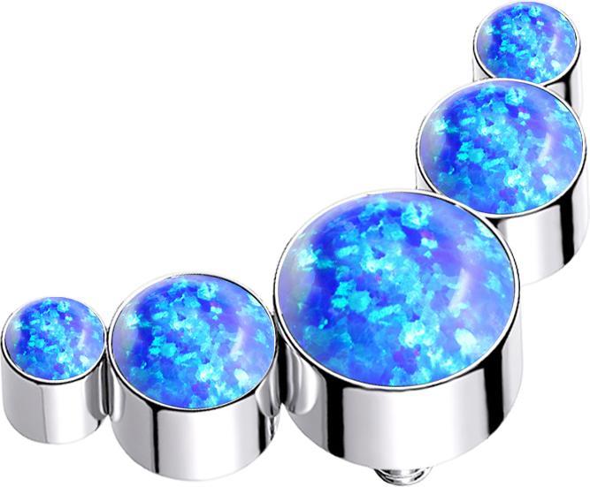 Produktbild Star Piercing Dermal Anchor silber fünf Opale blau (ohne Messing, Chirurgenstahl 316L)