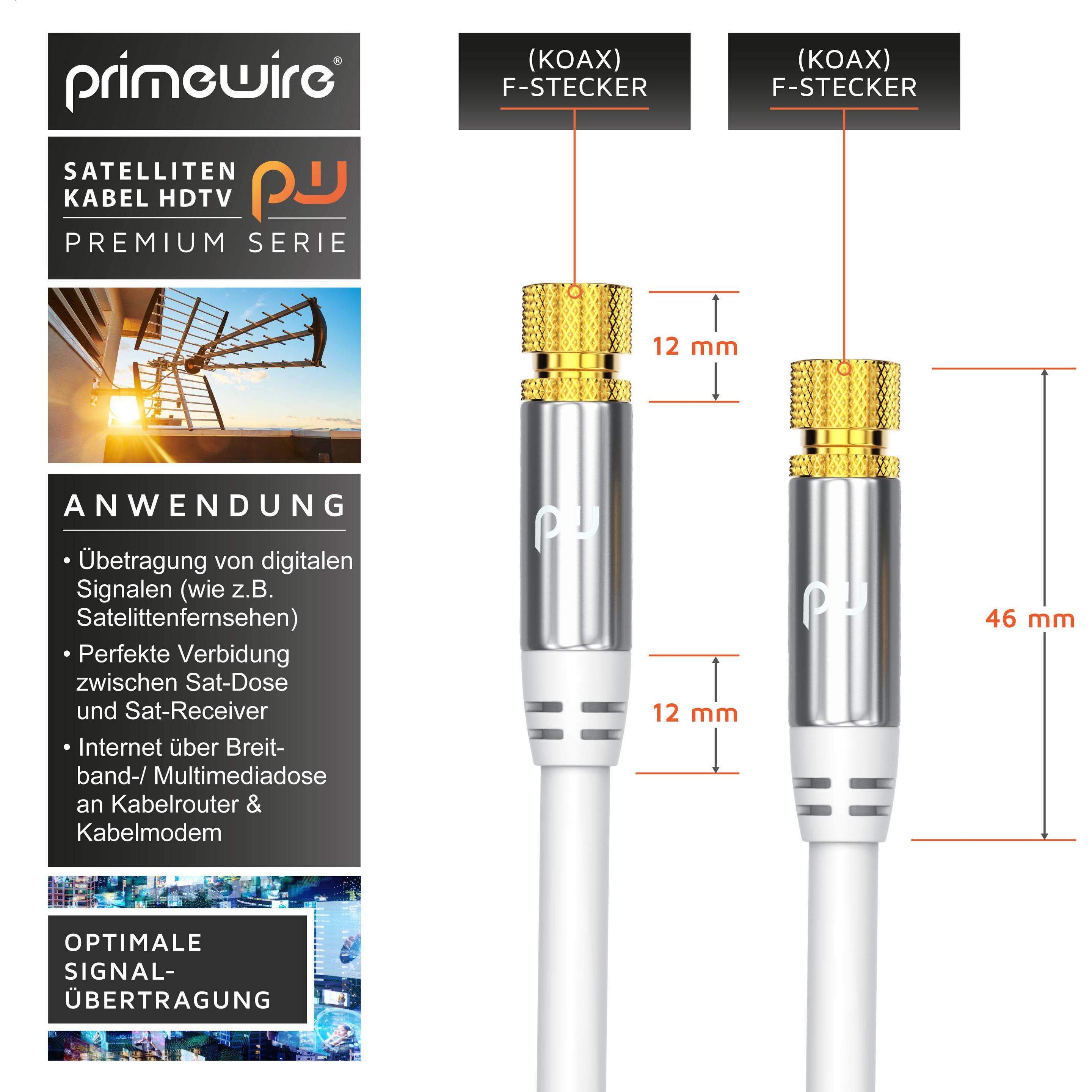 Thumbnail - Primewire SAT Kabel HDTV - Premium SAT Koaxialkabel - TV HDTV Radio DVB-T DVB-C DVB-S DVB-S2, 4 Fach Schirmung (135 dB, ...