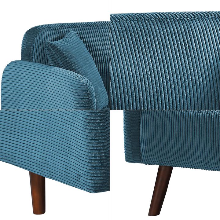 Actual product image En.Casa 2-Sitzer Sofa Midt 132x70x81 cm Cord Blau (2 person sofa)
