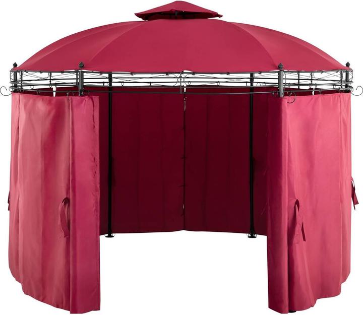 Produktbild Uniprodo Gartenpavillon rund - 3,5 m - 180 g/m² - weinrot (380 cm, 350 cm)
