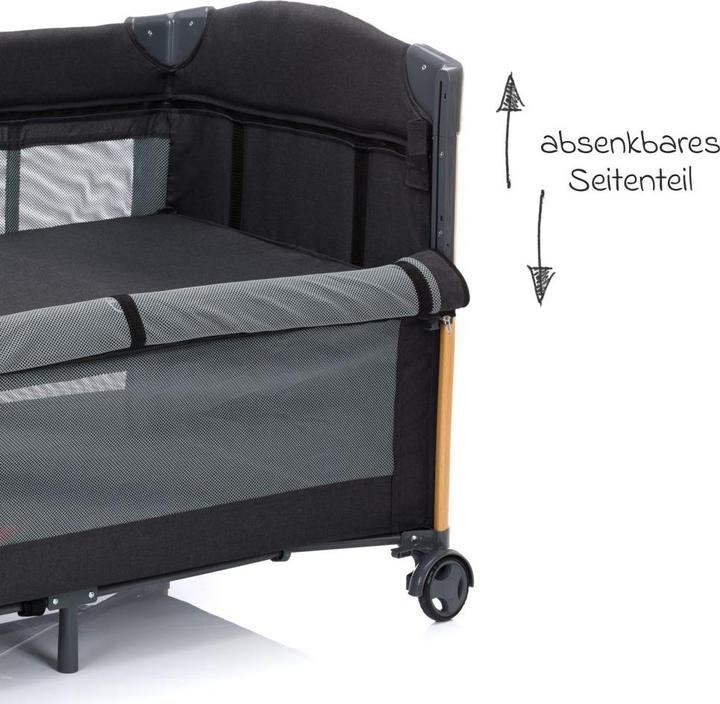 Image du produit Fillikid Lit d'appoint de voyage Cadiz noir avec finition bois (60 x 120 cm)