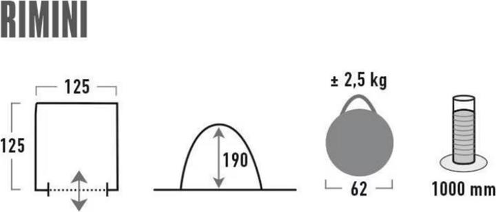 Image du produit High Peak Rimini (Tente tunnel, 2.50 kg, 1 personne)
