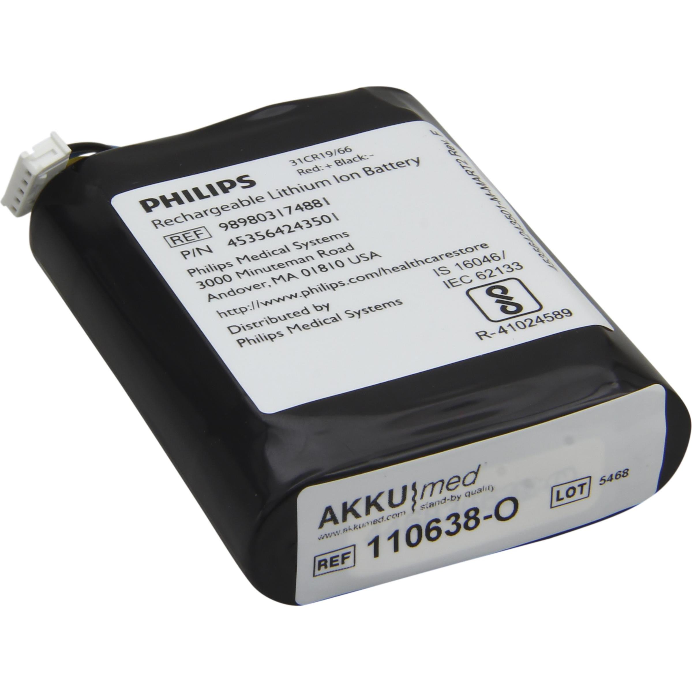 Philips Original Li Ion Akku Monitor SureSigns VM1, 2+ Typ 989803174881/ REF (1 Stk., 2400 mAh), Batterien + Akkus