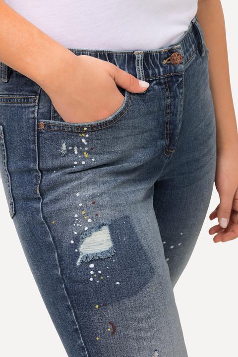 Produktbild Ulla Popken Jeans Sarah, Destroyeffekte, schmales Bein, Elastikbund (46)
