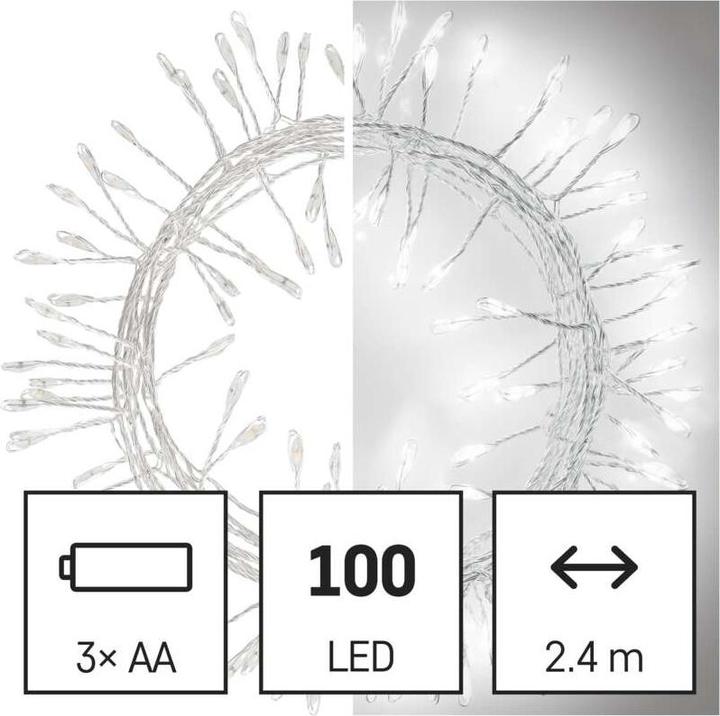Image du produit Emos Lumières de Noël Lumières de Noël XMAS ZYK 0,9W 100LED 2,4m IP20 blanc froidD3FC01 (2.40 m)