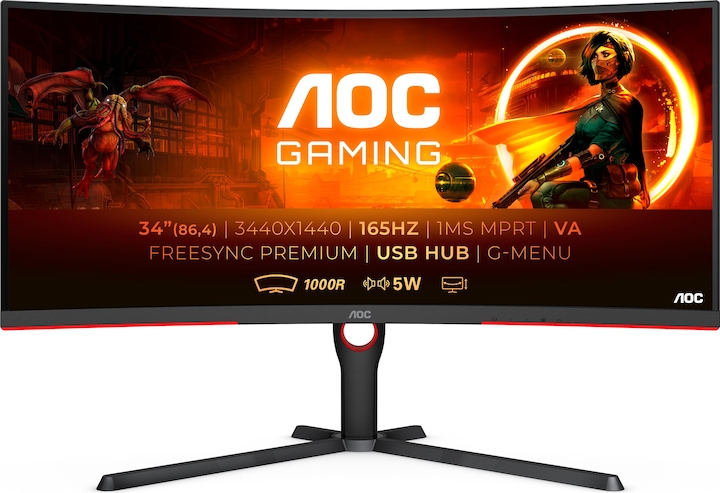 Actual product image AOC CU34G3S/BK (3440 x 1440 pixels, 34")
