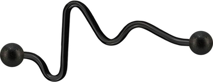 Actual product image Star Piercing Barbell black heartbeat speckled with two spheres (without brass, Surgical steel 316L)