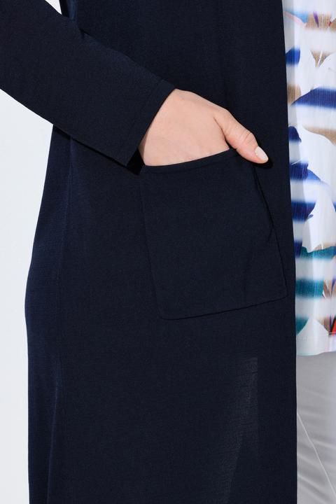 Produktbild Ulla Popken Long-Strickjacke, Stehkragen, offene Form (58, 60)