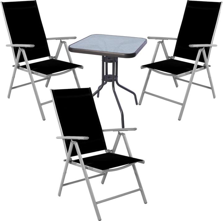 Produktbild Mojawo 4-tlg Bistro Garnitur Bistromöbel Klappstuhl Sitzgruppe Hochlehner (60 cm)