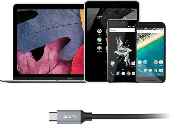 Produktbild Aukey USB A - USB Type-C Nylon (1 m, USB 3.0)