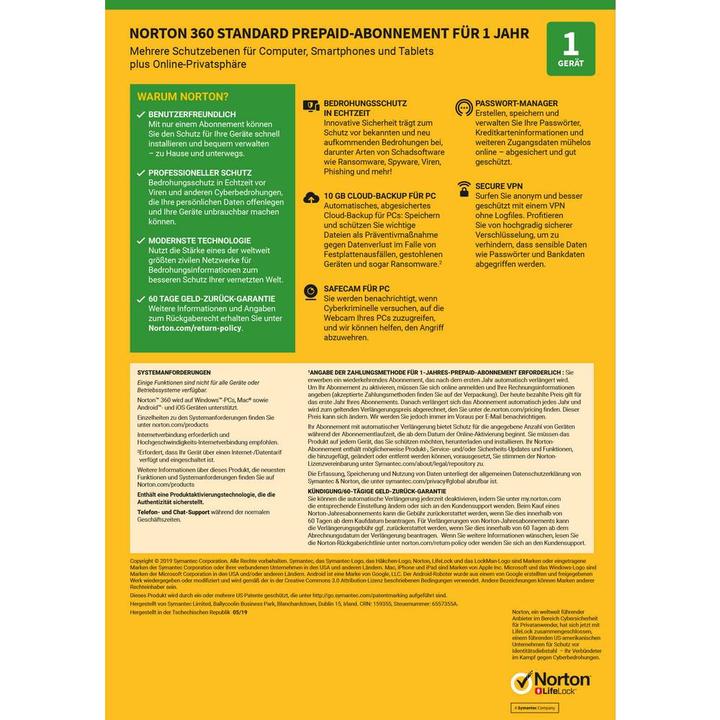 Actual product image Norton 360 Standard (1 User, 12 months)