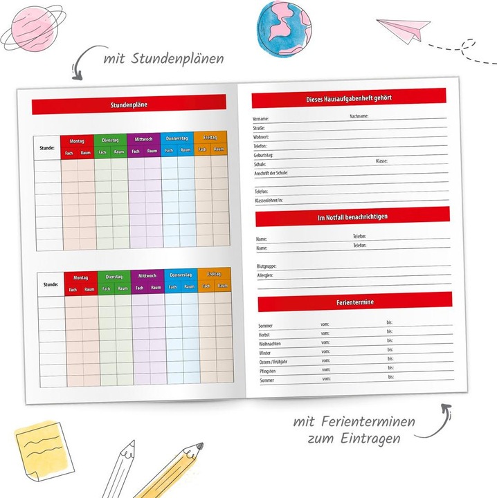 Actual product image Magni Trötsch Hausaufgabenheft Grundschule Waldfreunde: Schulplaner Hausaufgabenheft Timer Terminkalender (German, 2023)