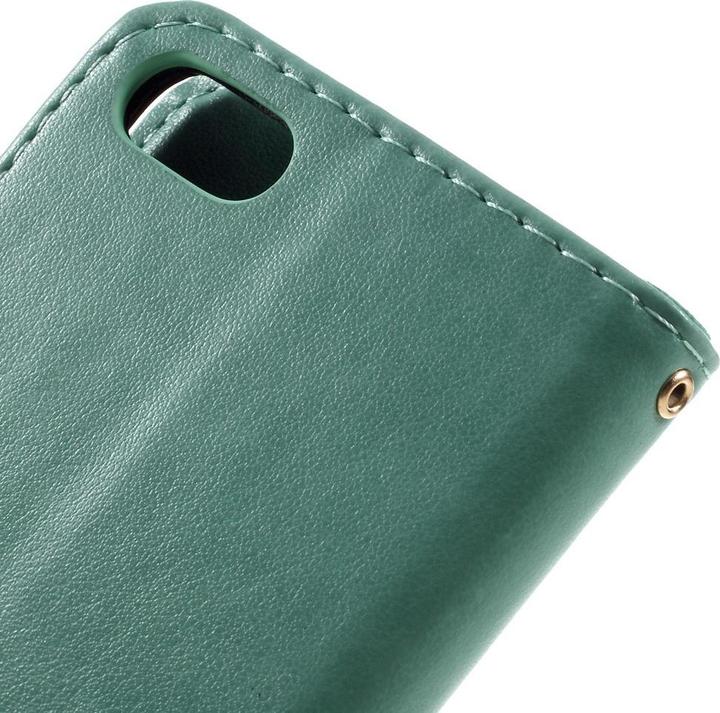 Produktbild Apfelkiste iPhone SE/8/7 Leder Tasche m. Kartenfach/Handschlaufe Butterfly, Türkis (Apple iPhone SE (3rd Gen))