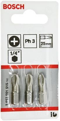 Produktbild Bosch Professional Zubehör Schrauberbit Extra-Hart PH 3, 25 mm, 3er-Pack (Kreuz Phillips PH)