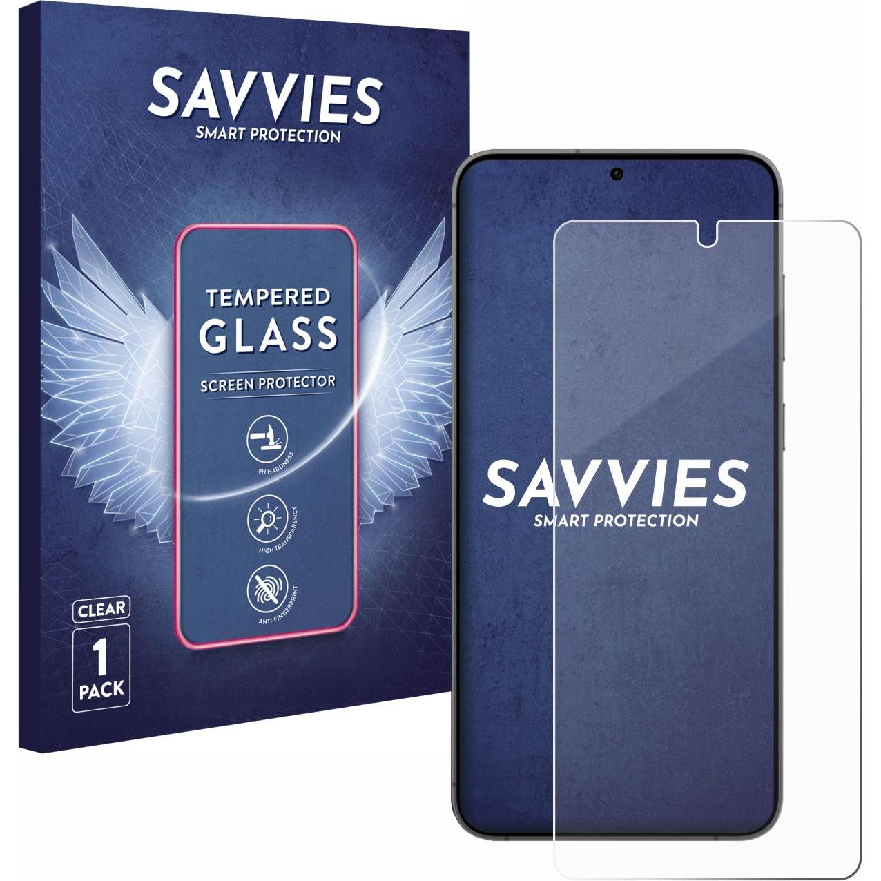 Savvies Panzerglas Schutzglas Displayschutz (1 Stück, Samsung Galaxy S21), Smartphone Schutzfolie, Transparent