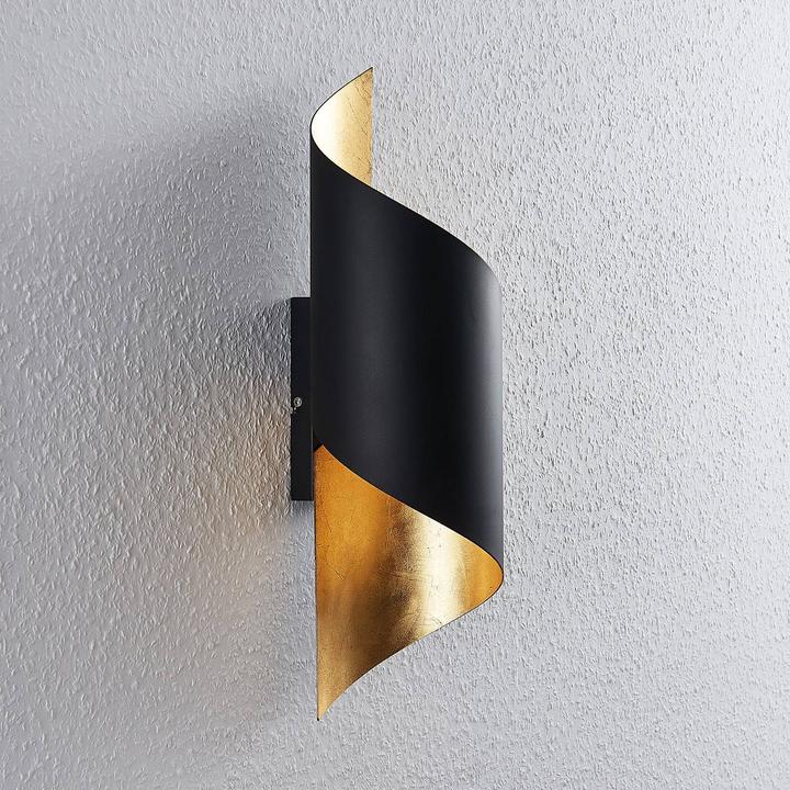Produktbild Lindby Metallwandleuchte Vanni, eingedreht, schwarz-gold (E27)