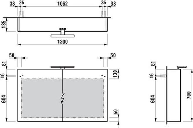 Image du produit Laufen Armoire de toilette Base 1200 mm, 2 portes, élément lumineux LED