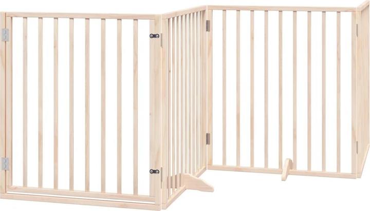 Produktbild vidaXL Hundetor mit Tür Faltbar Hundegitter Schutzgitter 4-tlg. Pappelholz (6 cm)