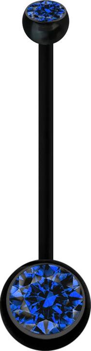 Image du produit Star Piercing Banane de grossesse noire avec deux boules de cristal bleu foncé (sans laiton, Matières plastiques)