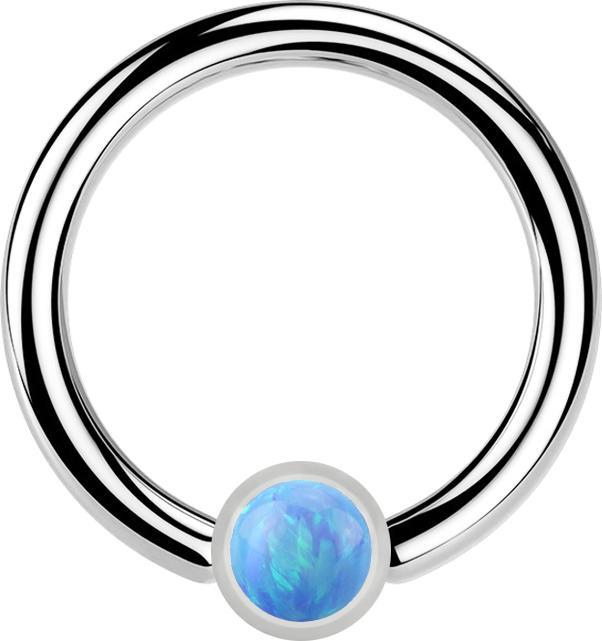 Immagine prodotto Star Piercing Anello Micro Closure argento Cilindro Opale azzurro (senza ottone, Acciaio chirurgico 316L)