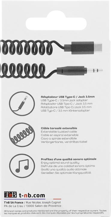 Produktbild T'nB USB-C/3.5mm Klinken Spiralkabel